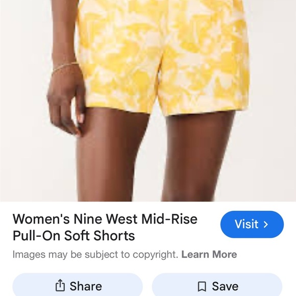Nine West NWT Women's High Waist Yellow Patterned Shorts - Picture 1 of 5